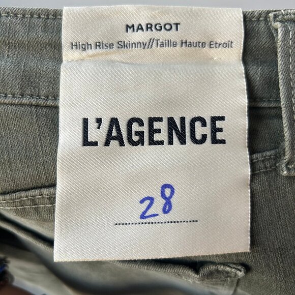 L’Agence Jeans Margot High Rise Skinny Olive Green Women's Size 28 NWT - Picture 7 of 10